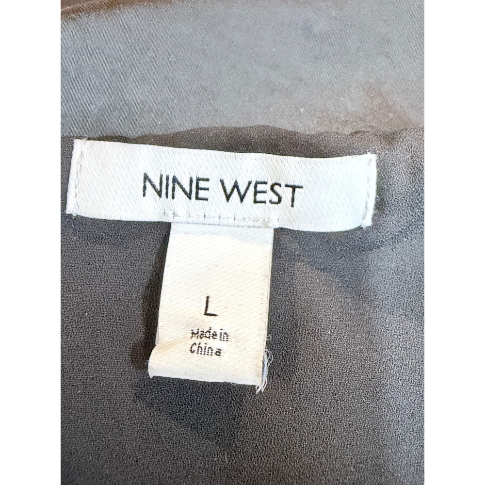 Nine West Black Satin Midi Dress Ruffle V-Neck Empire Waist Tiered Hem Size - Picture 4 of 10